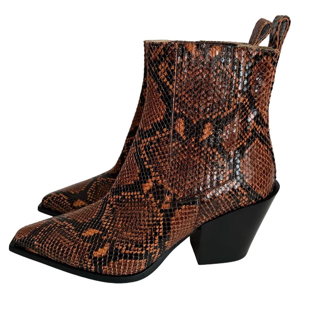 Aeyde Leather Snake Print Western Ankle Boots Size 39 EU - Picture 2 of 11